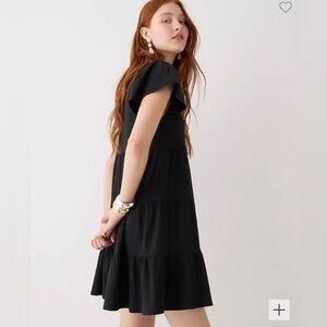 J. Crew Knit Broken-In Jersey Tiered Mini Dress Black Small